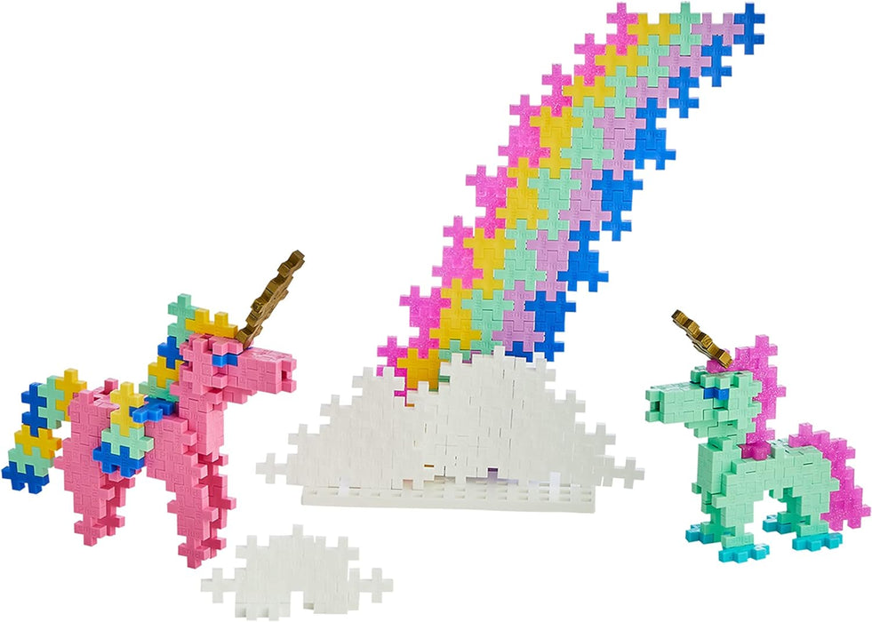 Plus-Plus 3908 Geniales Konstruktionsspielzeug, Learn to Build, Einhörner, Kreativ-Bausteine, 275 Teile