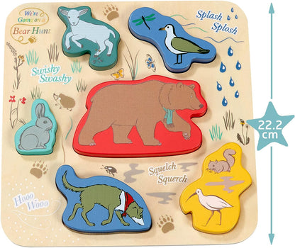 Rainbow Designs Official We’re Going On a Bear Hunt - Wooden Shape Puzzle Early Learning Toy For Babies And Toddlers, 6 Pieces