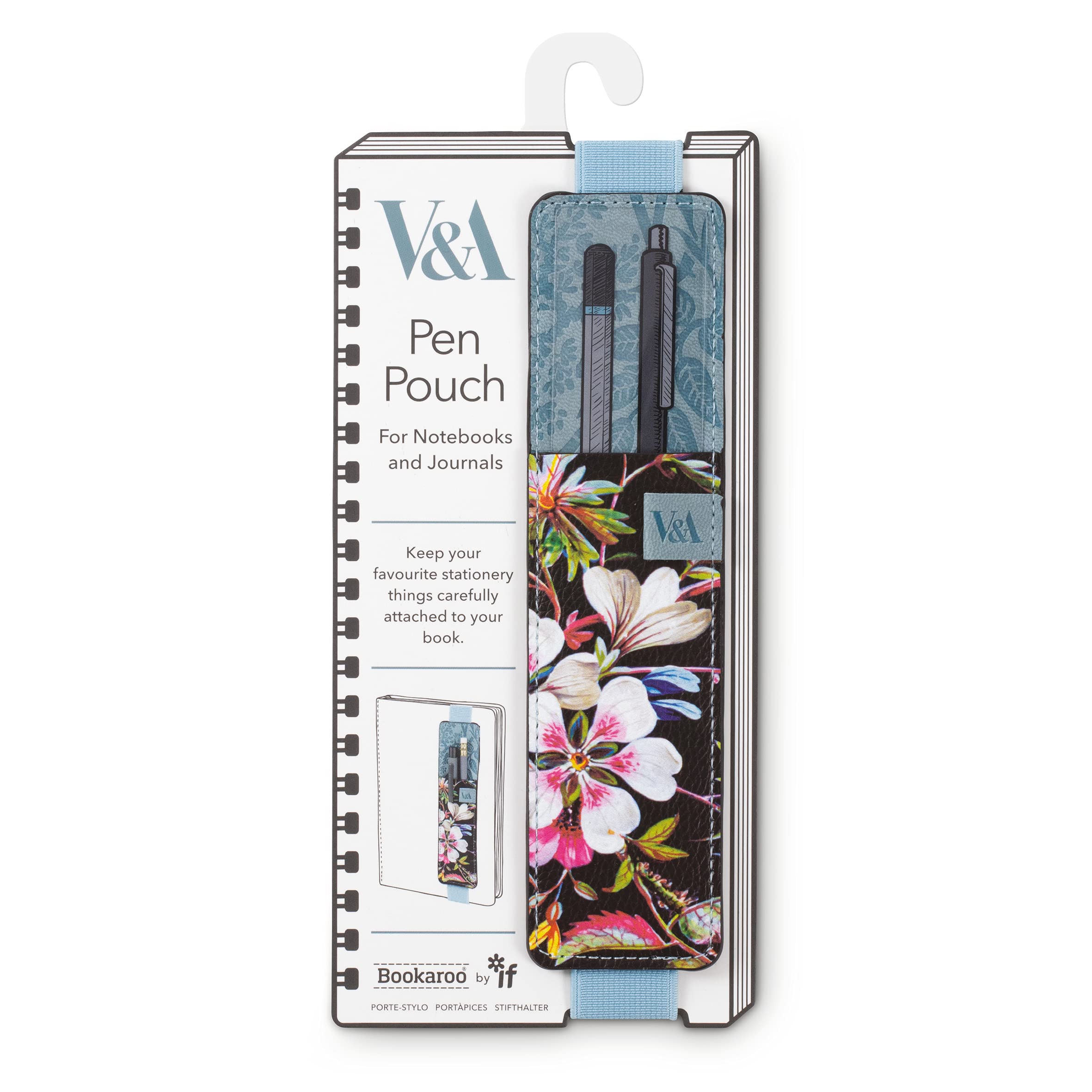 IF V & A Bookaroo Pen Pouch Kilburn Black Floral, One Size