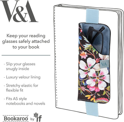 if V & A Bookaroo Glasses Case Kilburn Black Floral, One size