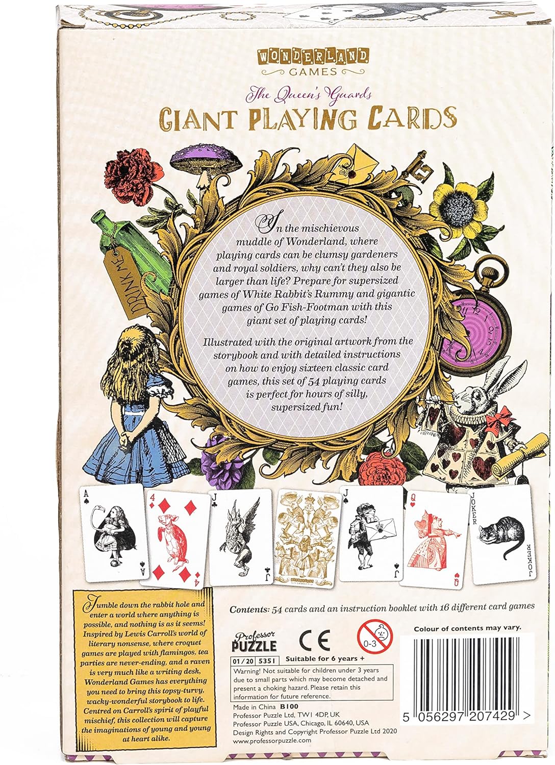 The Queen’s Guard Giant Playing Cards - Alice in Wonderland themed jumbo playing cards for all card games. Wonderland Games by Professor Puzzle.