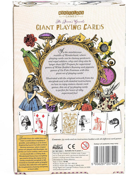 The Queen’s Guard Giant Playing Cards - Alice in Wonderland themed jumbo playing cards for all card games. Wonderland Games by Professor Puzzle.
