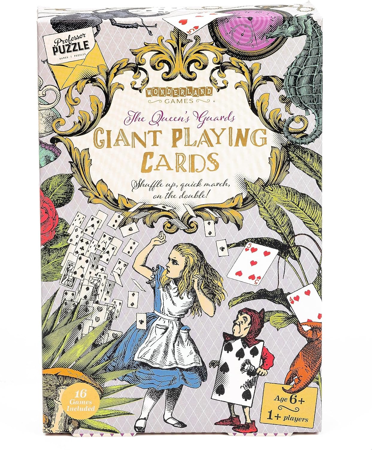 The Queen’s Guard Giant Playing Cards - Alice in Wonderland themed jumbo playing cards for all card games. Wonderland Games by Professor Puzzle.