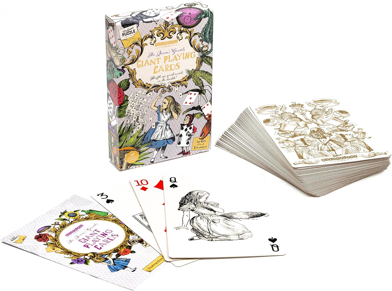 The Queen’s Guard Giant Playing Cards - Alice in Wonderland themed jumbo playing cards for all card games. Wonderland Games by Professor Puzzle.