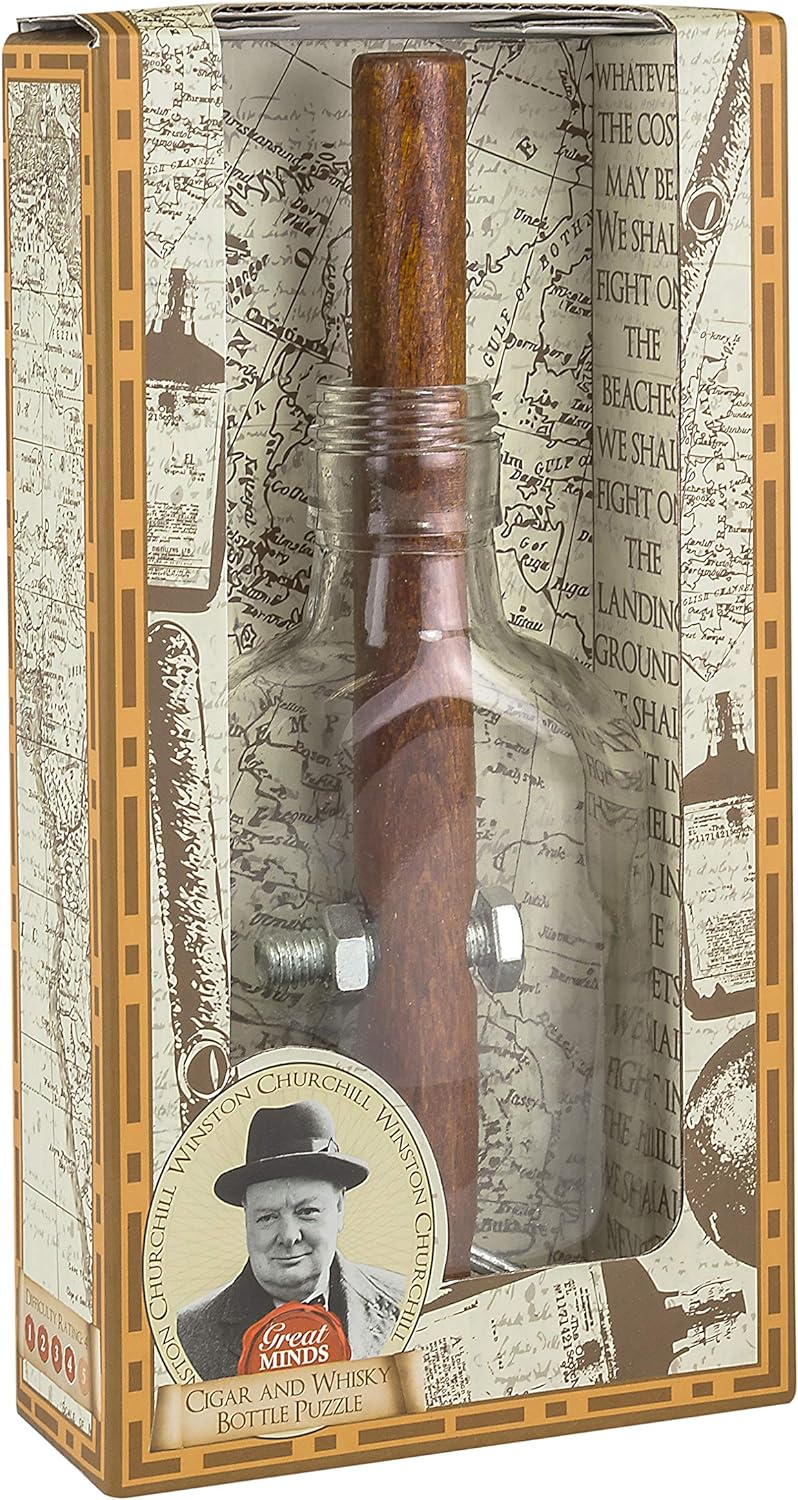 Great Minds-GM1350 Minds Puzle con diseño de cigarro Puro y Botella de Whisky Inspirado en Churchill, Color Transparente, único (Professor Puzzle GM1350
