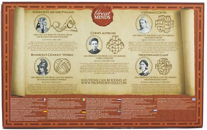Professor Puzzles Great Minds Brain Teaser Puzzle Set - 5 Piece 3D Wooden Brain Teaser Puzzles - Women’s