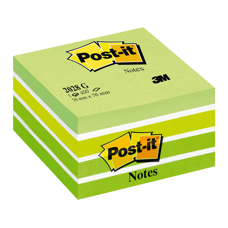 Post-it® Notes - Pastel Green - 1 Cube - 450 sheets - 76mm x 76mm
