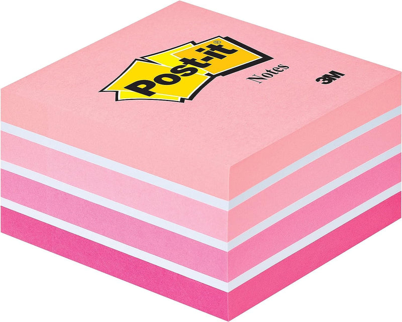 Post-it Sticky Notes Cube Pastel Colors Collection, Pack of 1 Pad, of 450 Sheets, 76 mm x 76 mm, Pink, White, Orange Colors - Self-stick Notes For Note Taking, To Do Lists & Reminders