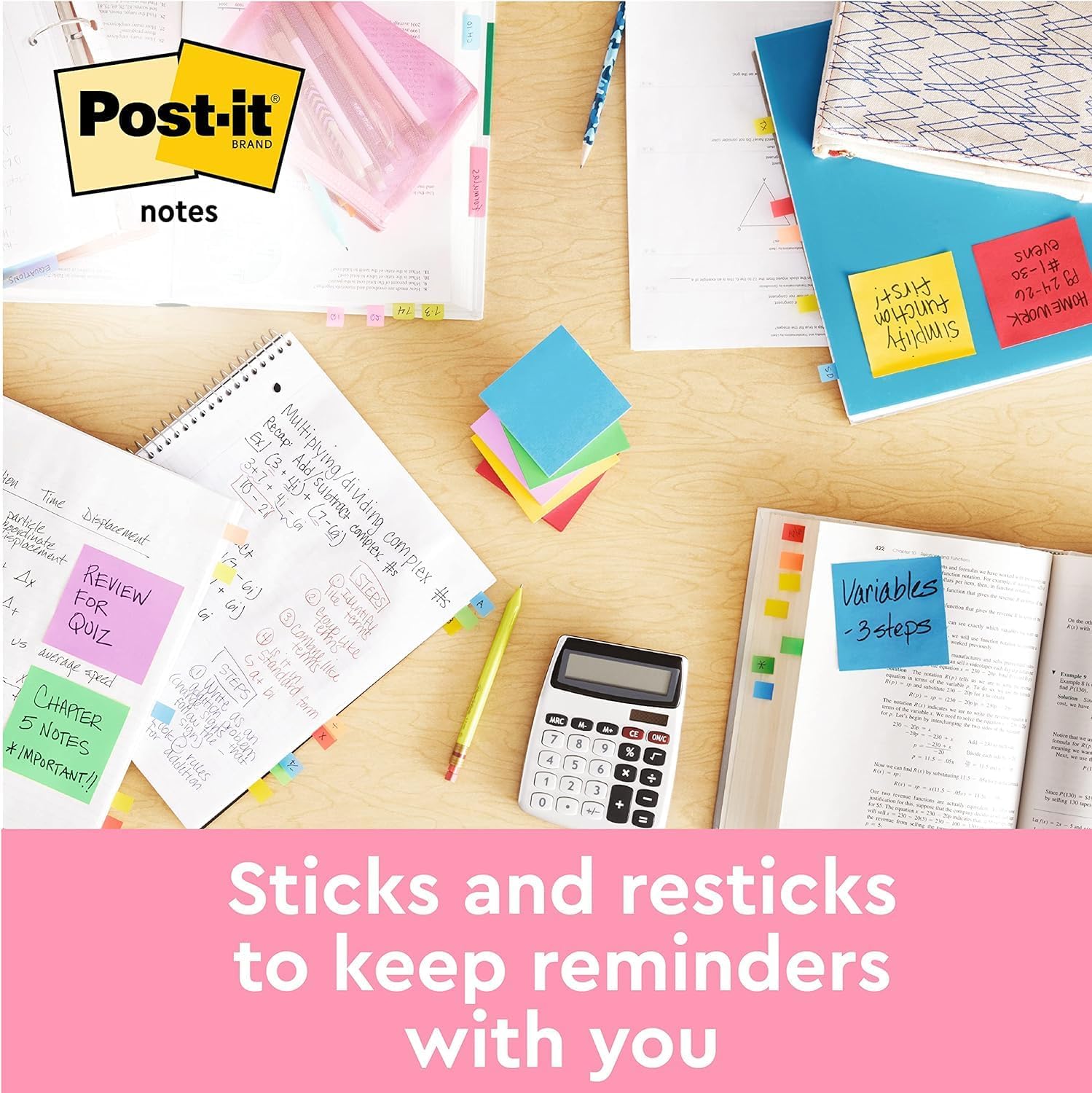 Post-it Sticky Notes Cube Pastel Colors Collection, Pack of 1 Pad, of 450 Sheets, 76 mm x 76 mm, Pink, White, Orange Colors - Self-stick Notes For Note Taking, To Do Lists & Reminders