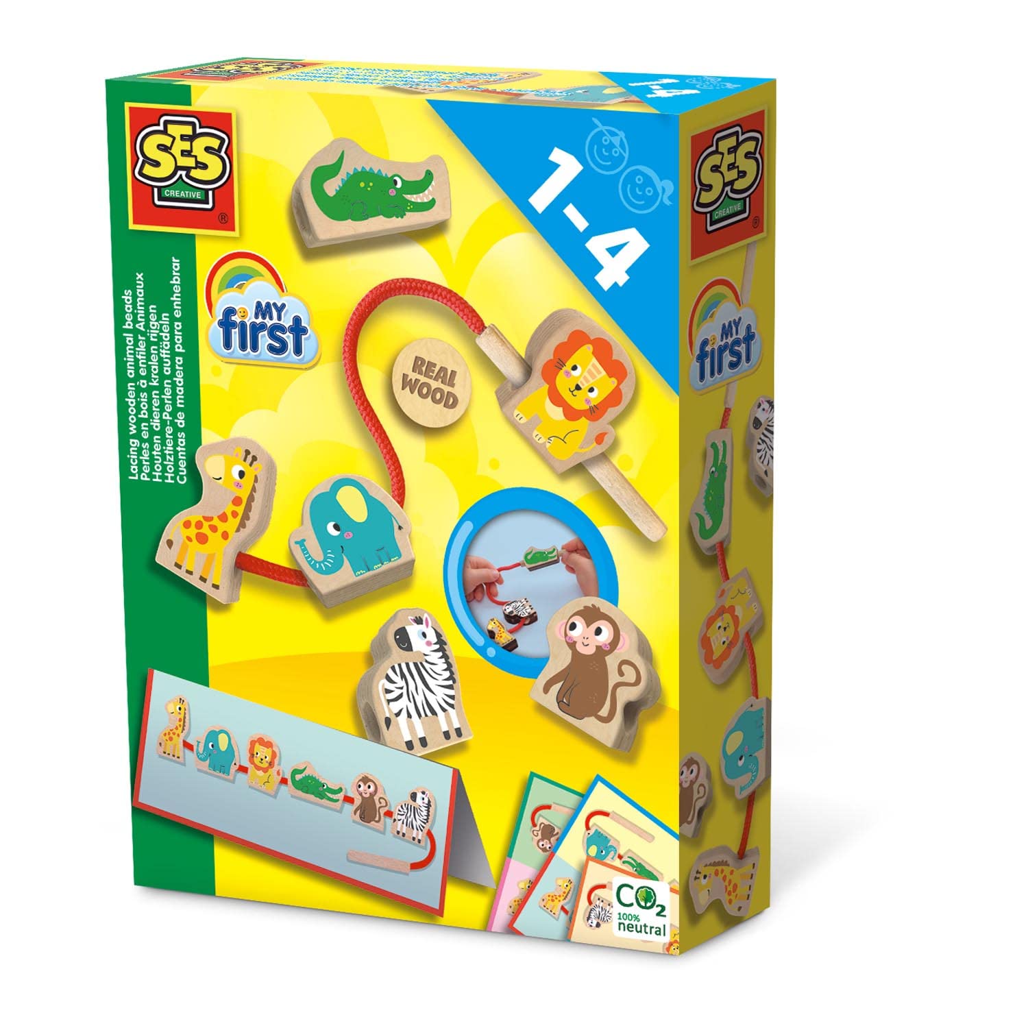 SES Creative 14487 My First-Lacing Wooden Animal Beads