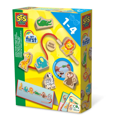 SES Creative 14487 My First-Lacing Wooden Animal Beads