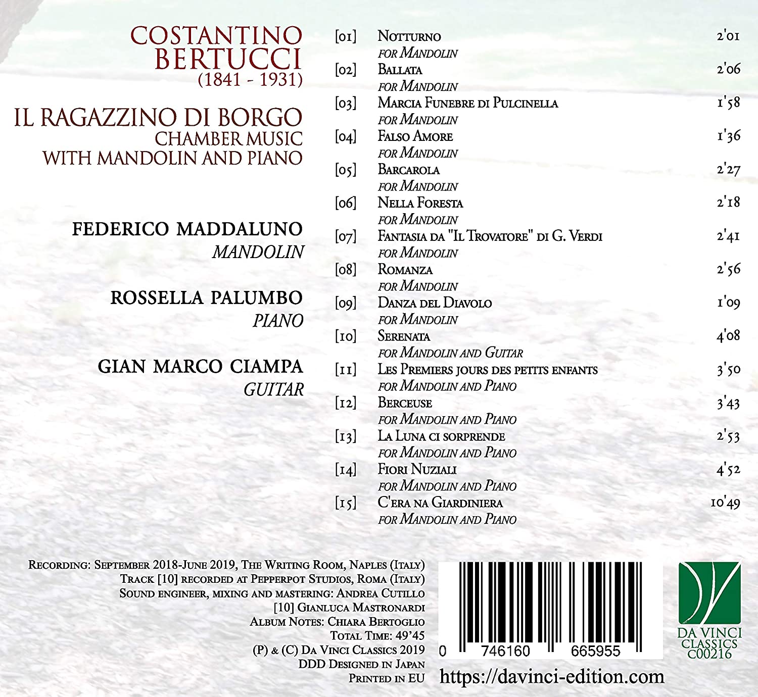 Bertucci: Il Ragazzino Di Borgo - Chamber Music With Mandolin & Piano