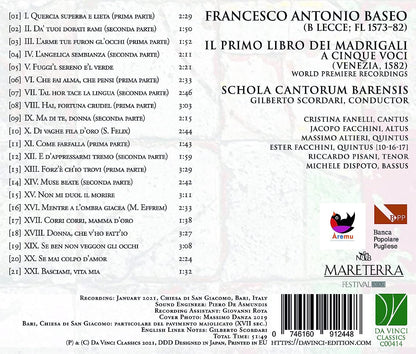 Baseo: Il Primo Libro Dei Madrigali a Cinque Voci (Venezia, 1582