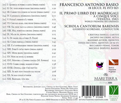 Baseo: Il Primo Libro Dei Madrigali a Cinque Voci (Venezia, 1582