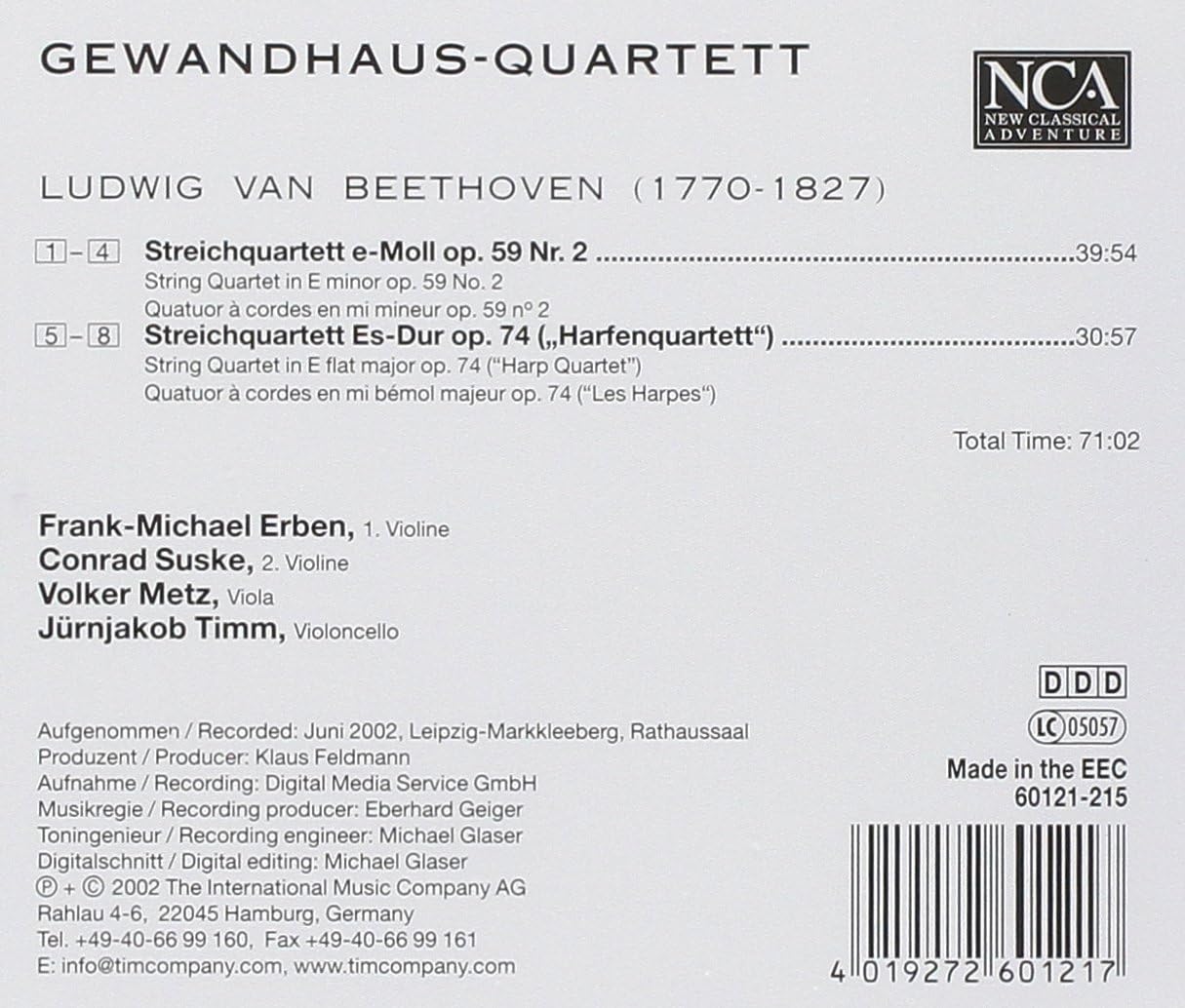Beethoven: String Quartet in E Minor Op.59