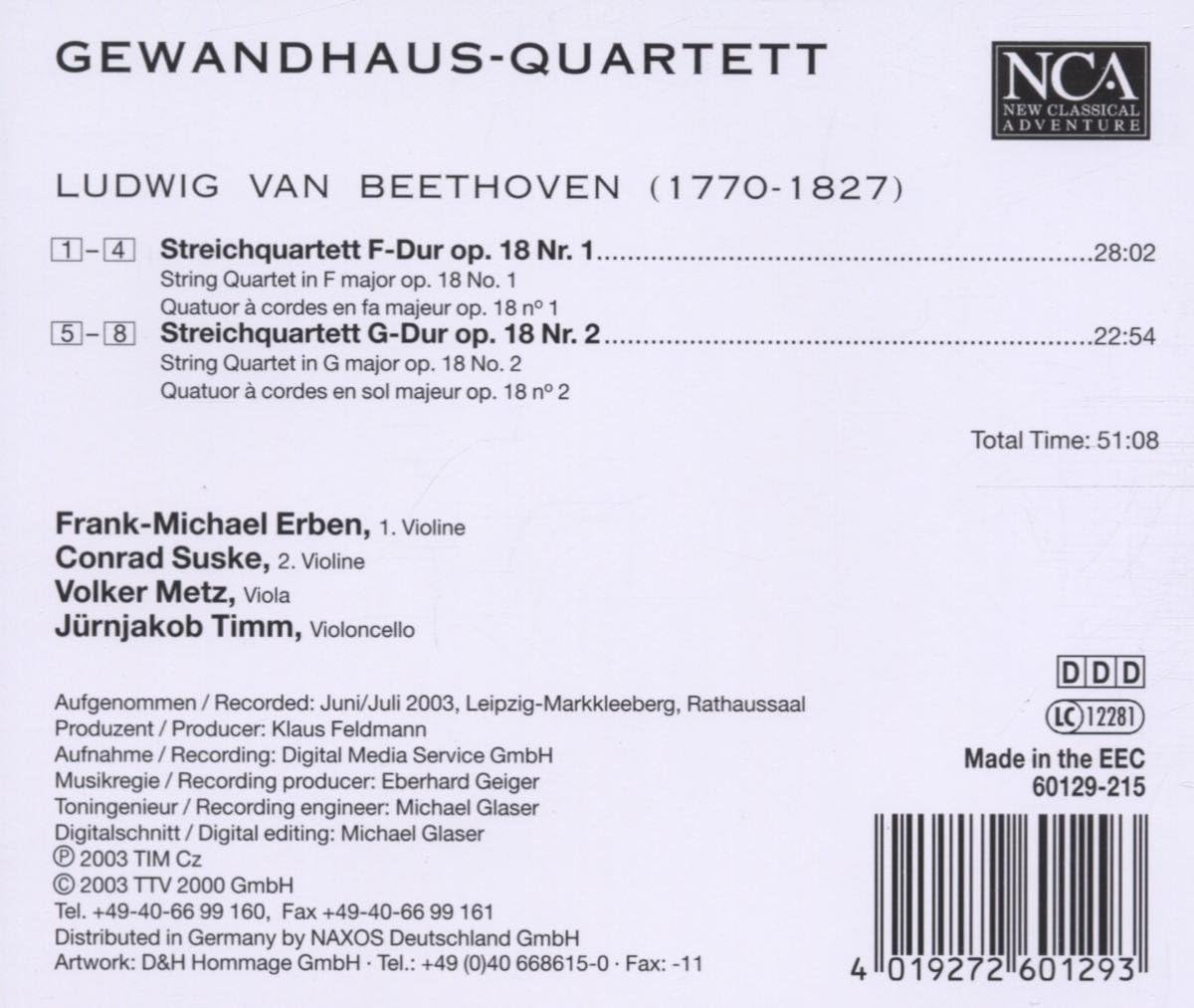 Beethoven: String Quartets Nos. 1 & 2 Op.18