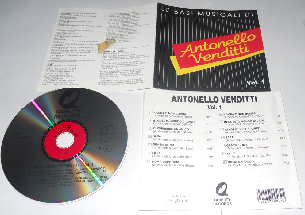 LE BASI MUSICALI ANTONELLO VENDITTI Vol. 1 Timbro rosso SIAE - CD..