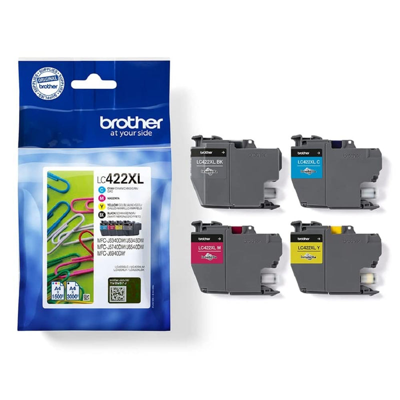 Brother Original LC-422XLVAL Ink Cartridges Value Pack for Brother MFC-J5340DW, MFC-J5345DW, MFC-J5740DW, MFC-J6540DW, MFC-J6940DW (4 Ink Cartridges: Black, Cyan, Magenta, Yellow