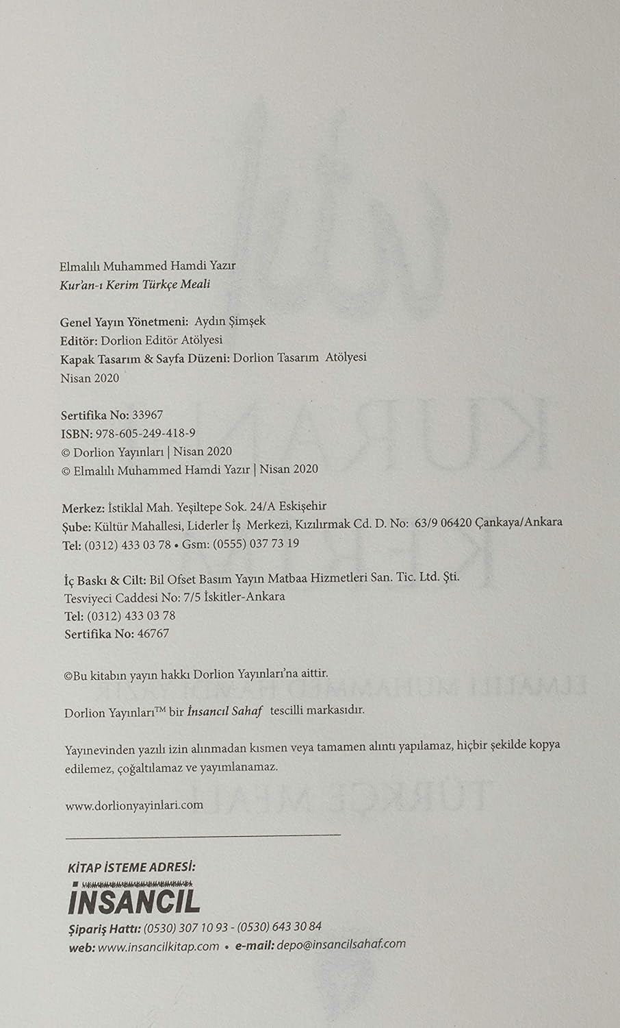 Kuran-ı Kerim Türkçe Meali