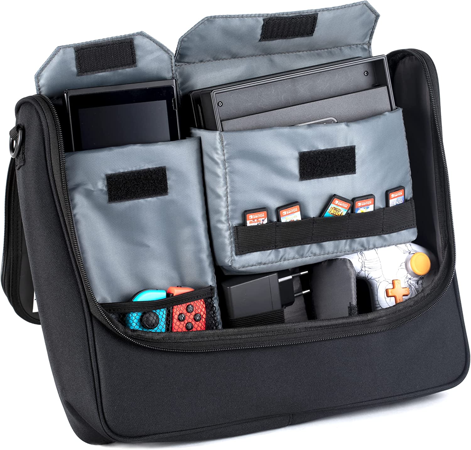 Konix Naruto Shippuden Bolso de Mensajero para protección y Transporte de Nintendo Switch, Switch Lite y Switch OLED - Diseño de Naruto, Sasuke y Kakashi