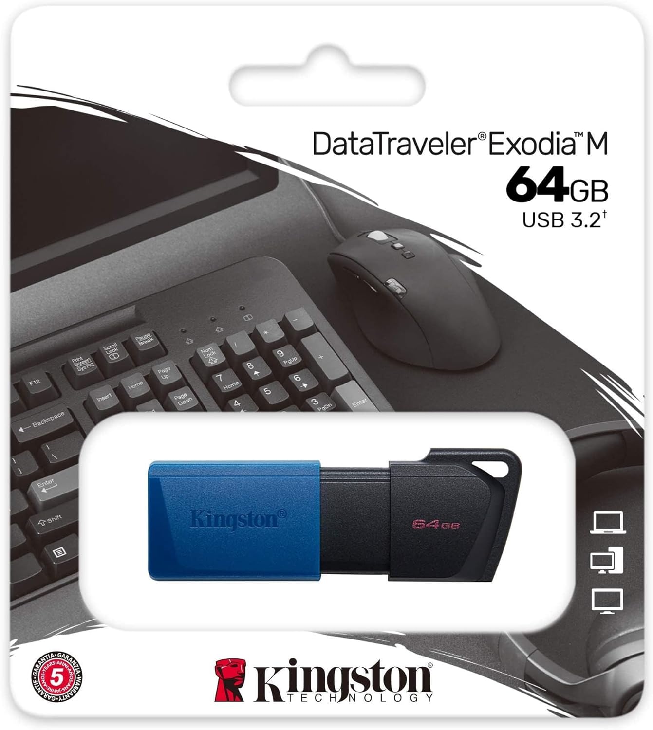 Kingston DataTraveler Exodia M USB 3.2 Gen 1 DTXM/64GB - with Moving Cap (Black + Blue
