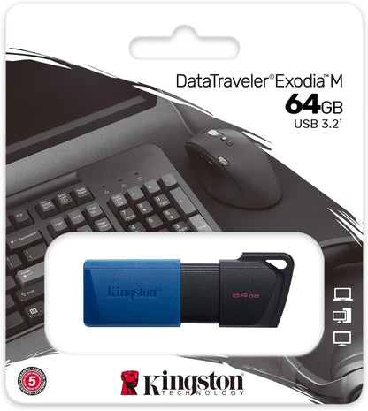 Kingston DataTraveler Exodia M USB 3.2 Gen 1 DTXM/64GB - with Moving Cap (Black + Blue
