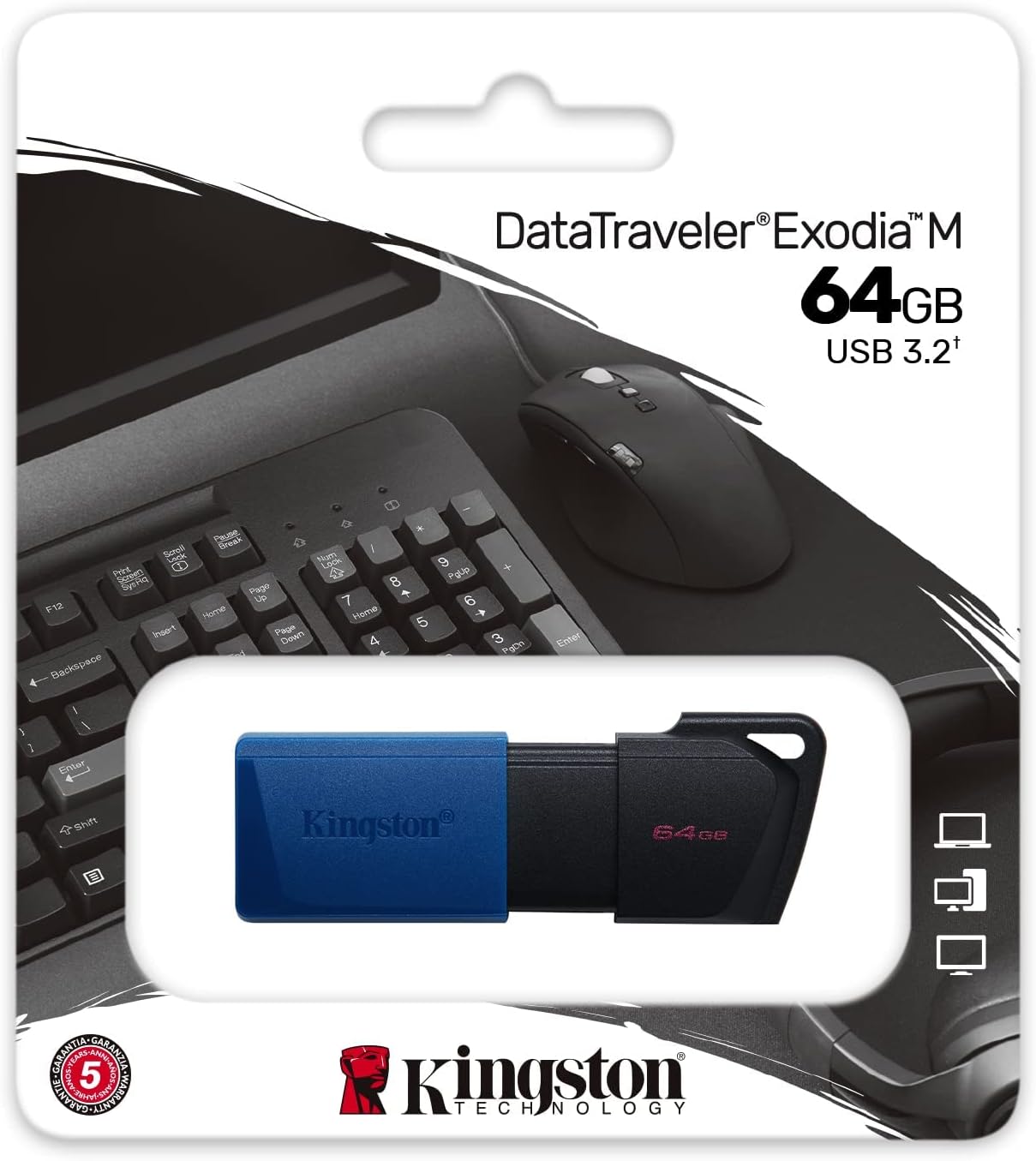 Kingston DataTraveler Exodia M USB 3.2 Gen 1 DTXM/64GB - with Moving Cap (Black + Blue