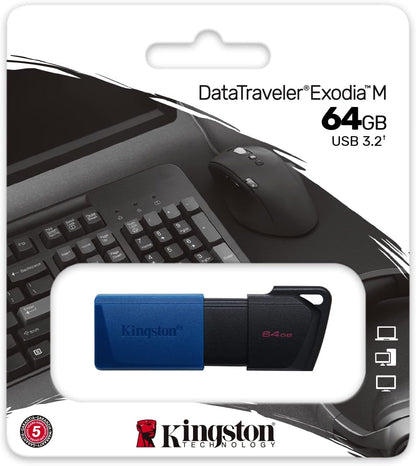 Kingston DataTraveler Exodia M USB 3.2 Gen 1 DTXM/64GB - with Moving Cap (Black + Blue