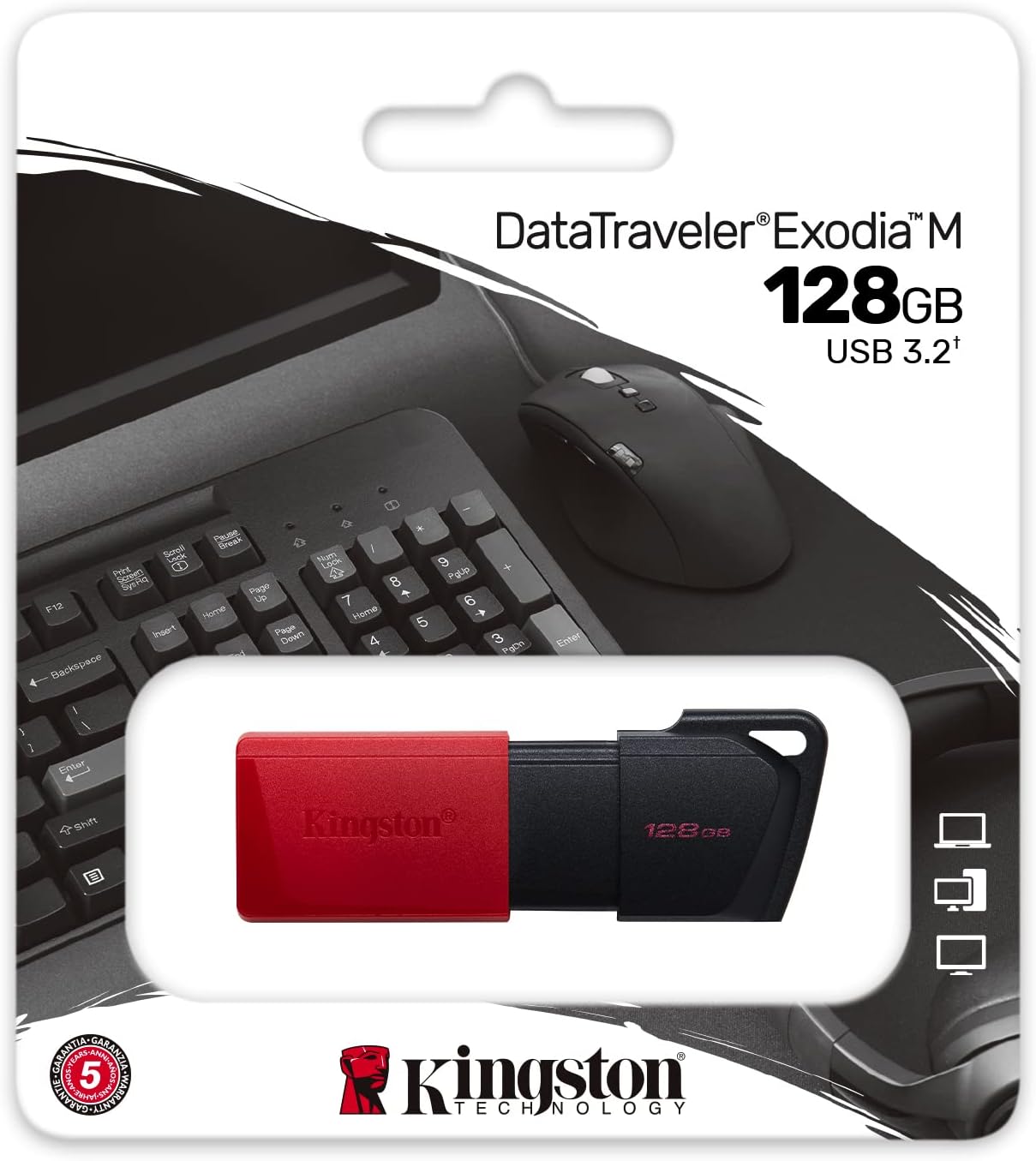 Kingston DataTraveler Exodia M USB 3.2 Gen 1 DTXM/128GB - with Moving Cap (Black + Red