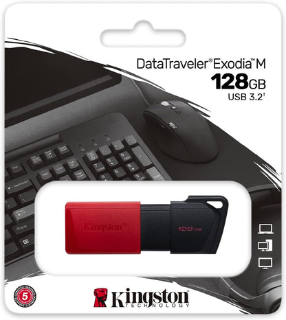 Kingston DataTraveler Exodia M USB 3.2 Gen 1 DTXM/128GB - with Moving Cap (Black + Red