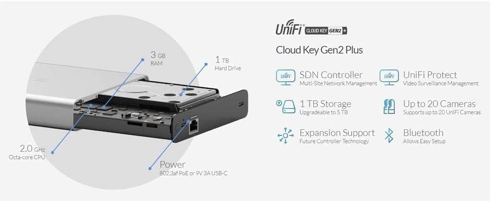 Access Point Cloud Key Ubiquiti Uck-G2-Plus Octa Core Poe Lan Silver