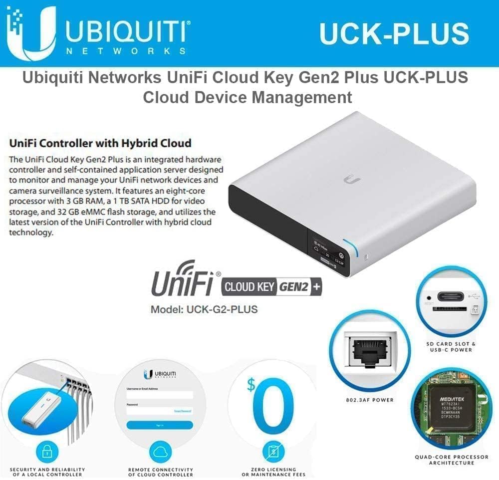 Access Point Cloud Key Ubiquiti Uck-G2-Plus Octa Core Poe Lan Silver