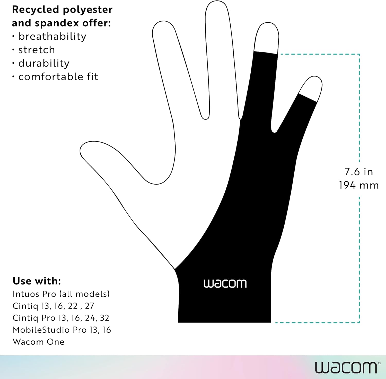 Wacom Drawing Glove – Glove for drawing on a graphic display (for right and left-handers, black), One Size