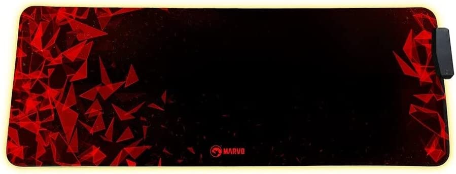 MARVO MG011 Gaming Mouse Pad with 4-port USB Hub and 11 RGB Effects, XL 800x300x4mm, USB Connection, Soft Microfiber Surface for speed and control with Non-Slip Rubber Base and Stitched Edges, Black