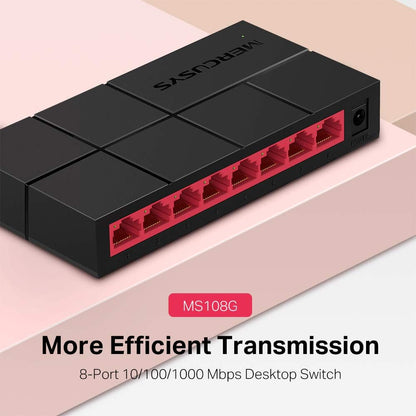 MERCUSYS 8-Port 100/1000Mbps Desktop Ethernet Switch/Hub, Ethernet Splitter, Saves Power by Up to 82%, Plug & Play, No Configuration Required (MS108G