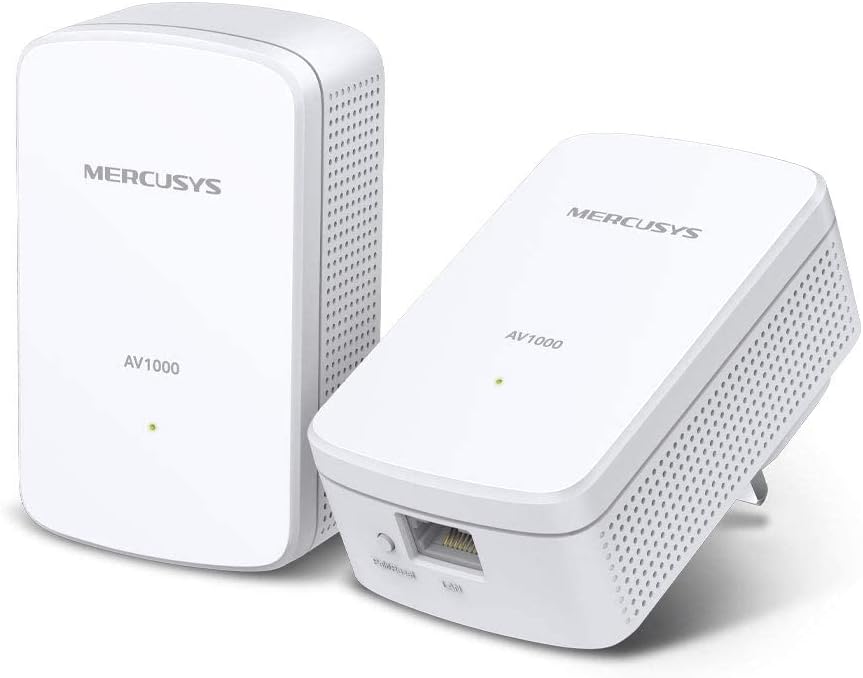 Mercusys AV1000 Gigabit Powerline Starter Kit, Data transfer speed Up To 1000 Mbps, Ideal for 4K streaming, online gaming and graphics-intensive applications No Configuration required (MP500 KIT