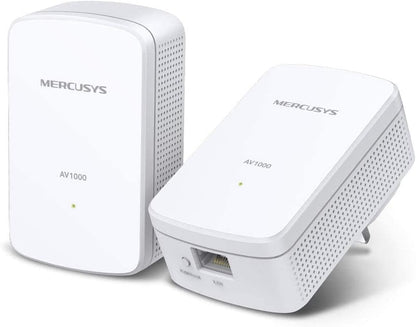 Mercusys AV1000 Gigabit Powerline Starter Kit, Data transfer speed Up To 1000 Mbps, Ideal for 4K streaming, online gaming and graphics-intensive applications No Configuration required (MP500 KIT