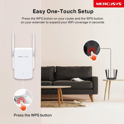 Mercusys AC1200 Dual Band Wi-Fi Range Extender, Broadband/Wi-Fi Extender, Wi-Fi Booster, Plug and Play, WPS, With 3-Pin UK Plug (ME30