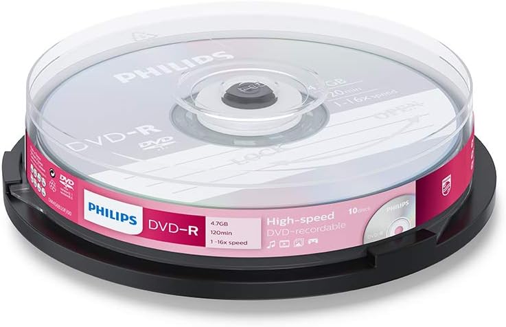 Philips DVD-R DM4S6B10F/00 - DVD+RW vírgenes (4,7 GB, DVD-R, 120 min, 16x)