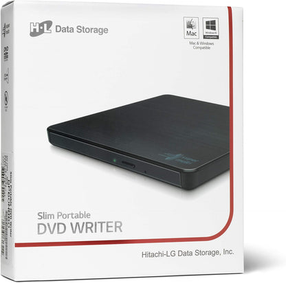 Hitachi-LG GP60 External DVD Drive, Slim Portable DVD Burner/Writer/Player for Laptop, Windows and Mac OS Compatible, USB 2.0, 8x Read/Write Speed