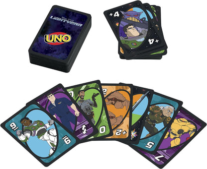 Mattel Games Disney Buzz Lightyear UNO Card Game with Movie-Themed Space Ranger Deck and Special Rule, 7 Years and up