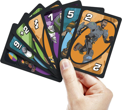 Mattel Games Disney Buzz Lightyear UNO Card Game with Movie-Themed Space Ranger Deck and Special Rule, 7 Years and up