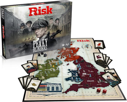 Winning Moves Peaky Blinders RISK Strategic Board Game, Conquer it all with Thomas Shelby, Accept missions from Arthur, Lizzie, Oswald Mosley and Jessie Eden, makes a great gift for ages 18 plus
