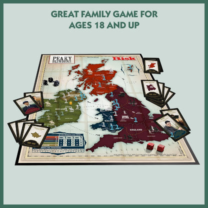 Winning Moves Peaky Blinders RISK Strategic Board Game, Conquer it all with Thomas Shelby, Accept missions from Arthur, Lizzie, Oswald Mosley and Jessie Eden, makes a great gift for ages 18 plus