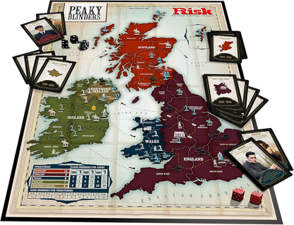 Winning Moves Peaky Blinders RISK Strategic Board Game, Conquer it all with Thomas Shelby, Accept missions from Arthur, Lizzie, Oswald Mosley and Jessie Eden, makes a great gift for ages 18 plus