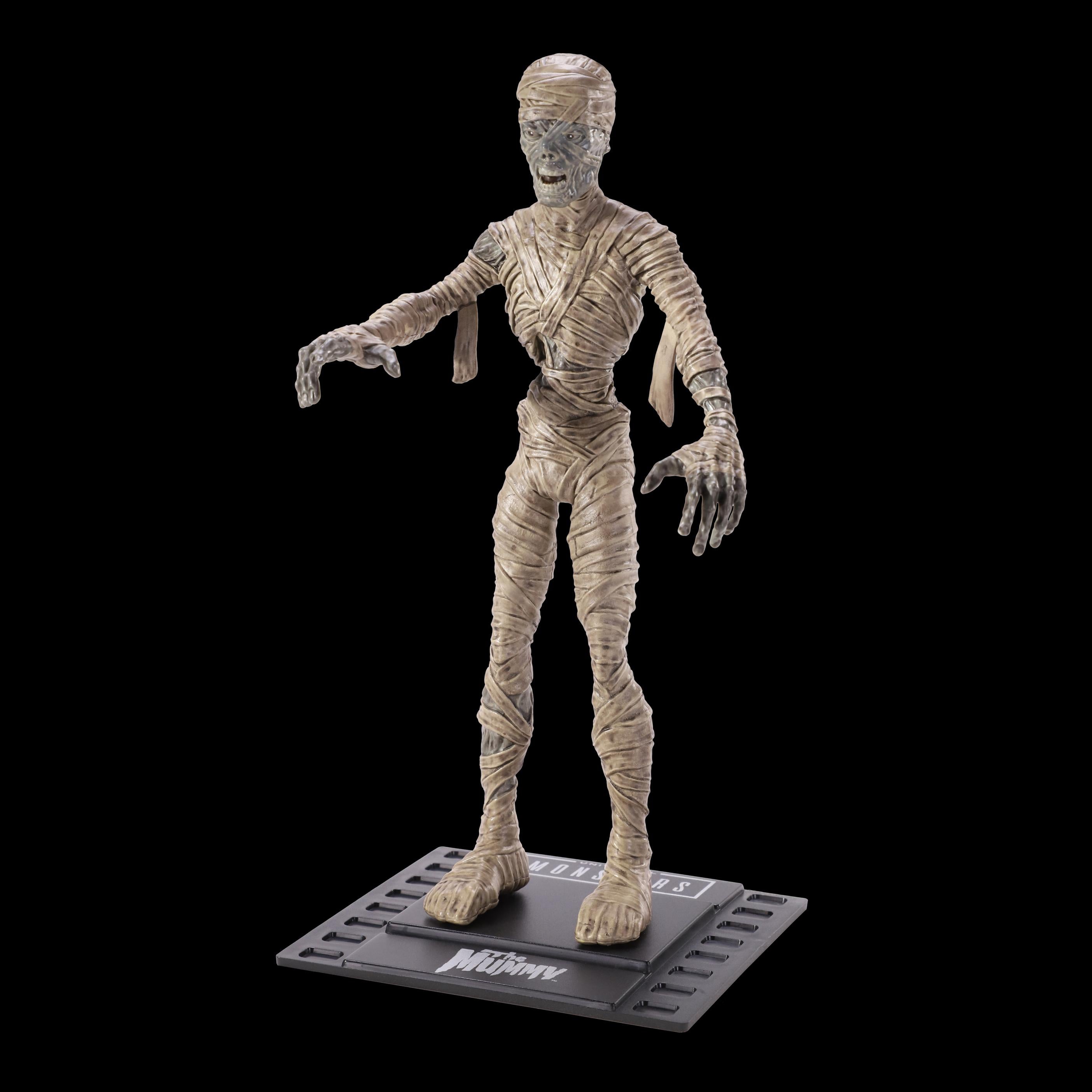 BendyFigs The Noble Collection Universal Monsters Mummy - 7.5in (19cm) Noble Toys Bendable Figure Posable Collectible Doll Figures With Stand