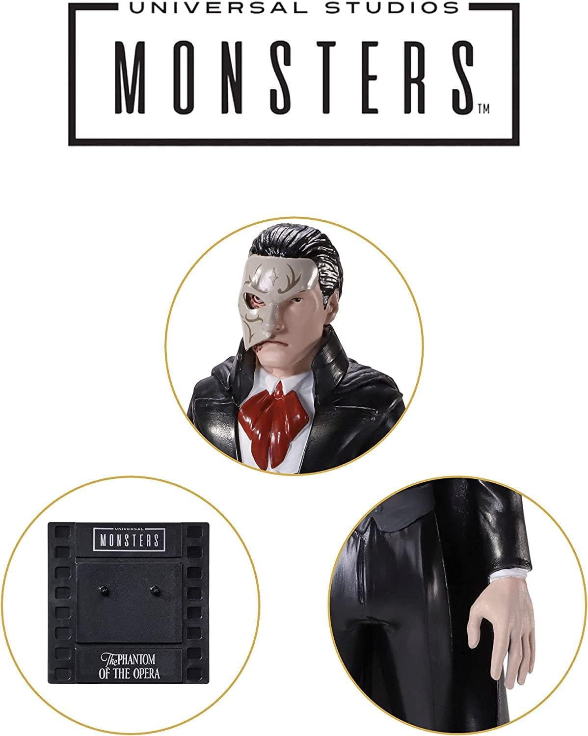 The Noble Collection Universal Monsters Bendyfigs Phantom - 7.5in (19cm) Noble Toys Bendable Figure Posable Collectible Doll Figures With Stand