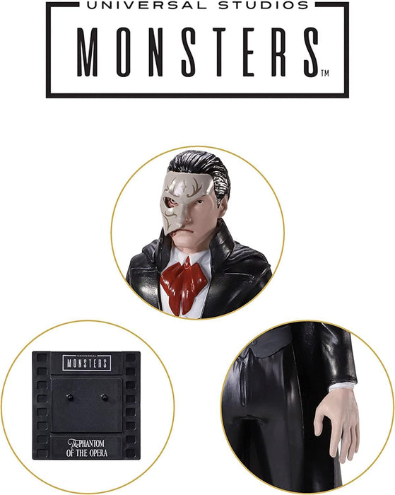 The Noble Collection Universal Monsters Bendyfigs Phantom - 7.5in (19cm) Noble Toys Bendable Figure Posable Collectible Doll Figures With Stand