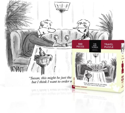 New York Puzzle Company - New Yorker Wine Talking Mini - 100 Piece Jigsaw Puzzle