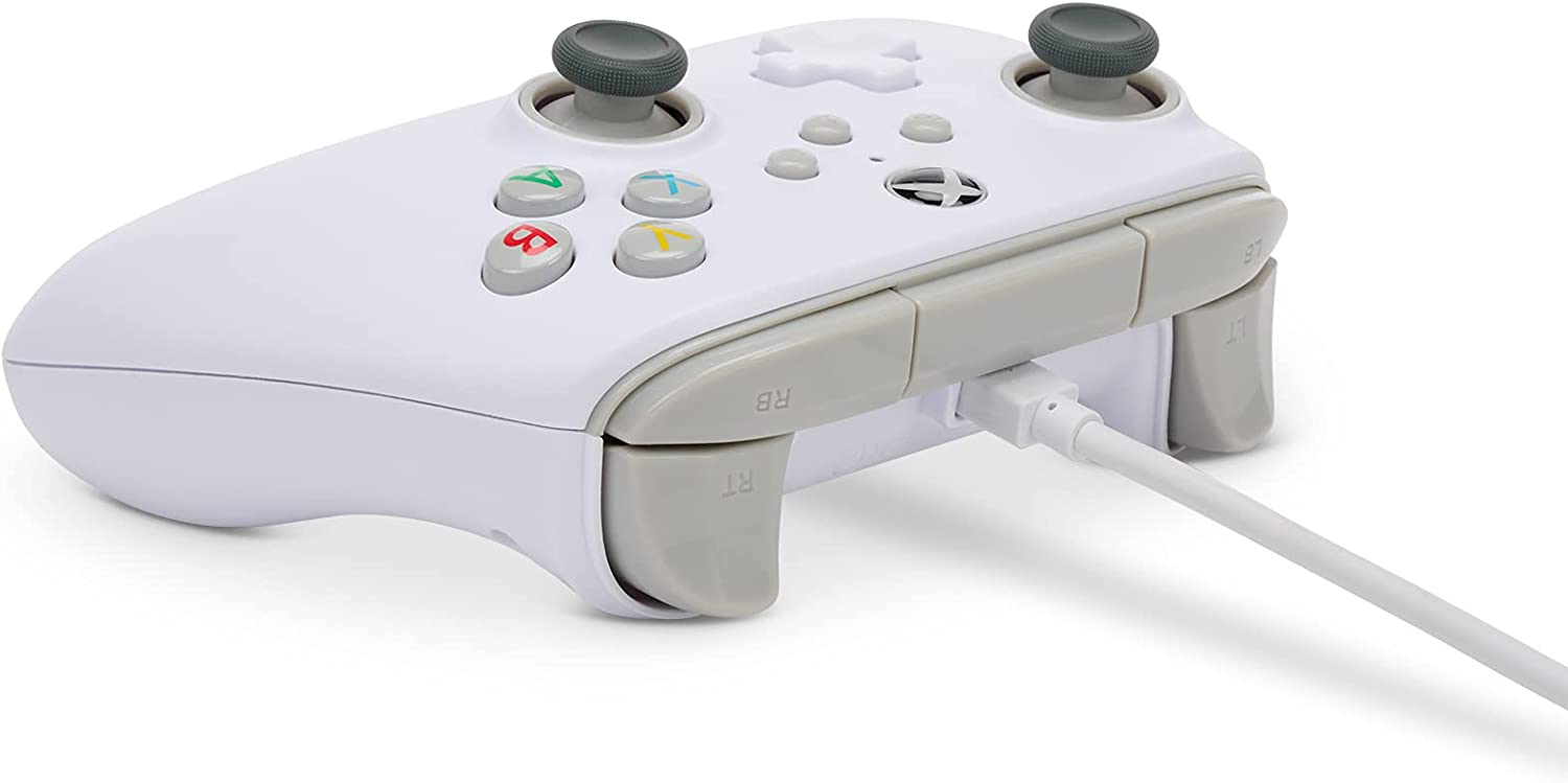 PowerA Wired Controller For Xbox Series X & S, Xbox One, PC, Windows 10 & 11, Dual Rumble Motors, Detachable 10ft USB Cable, 3.5mm Stereo Headset Jack, Official: White